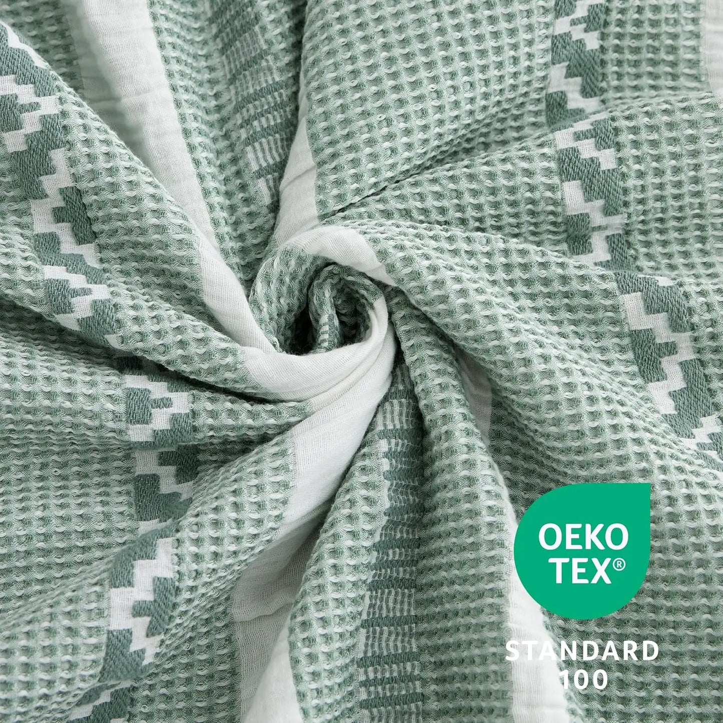 Boho Waffle Weave Duvet Cover Set with 2 Shams