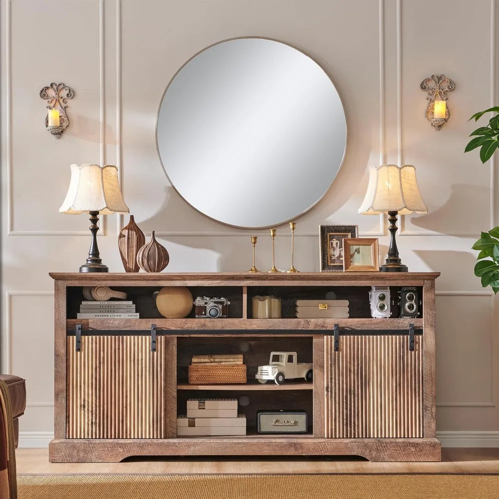 Fluted Waveform Panel designed Entertainment Center Fits up to 75 " TV