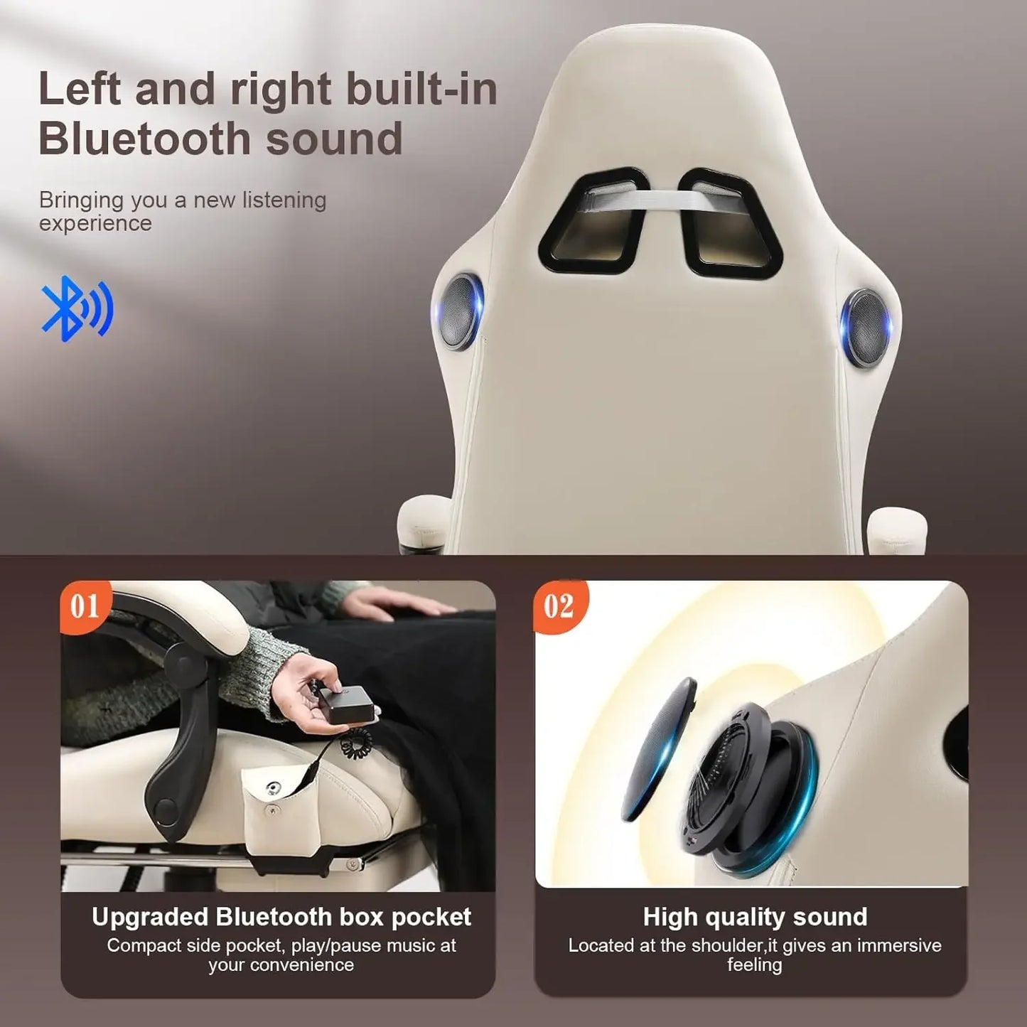 Reclining High Back Ergonomic Gaming or Computer Chair, with Footrest