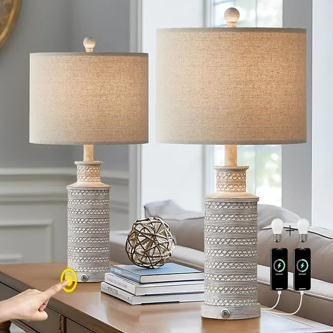 Farmhouse Table Lamp Set of 2