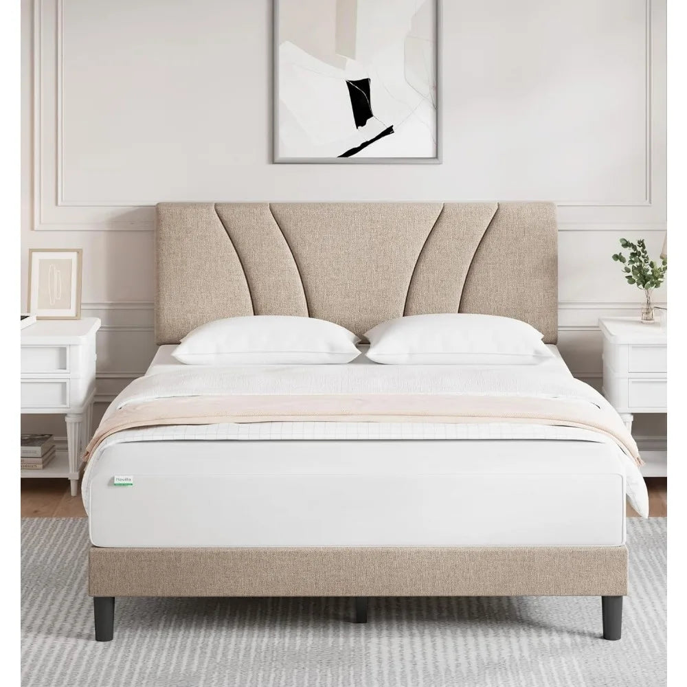 Full Size Platform Bed Frame with Adjustable Headboard