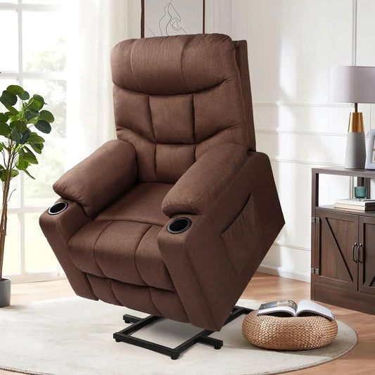 Power Lift Recliner with Heated Vibration Massage and Side Pockets, USB Charge Port & Cup Holders
