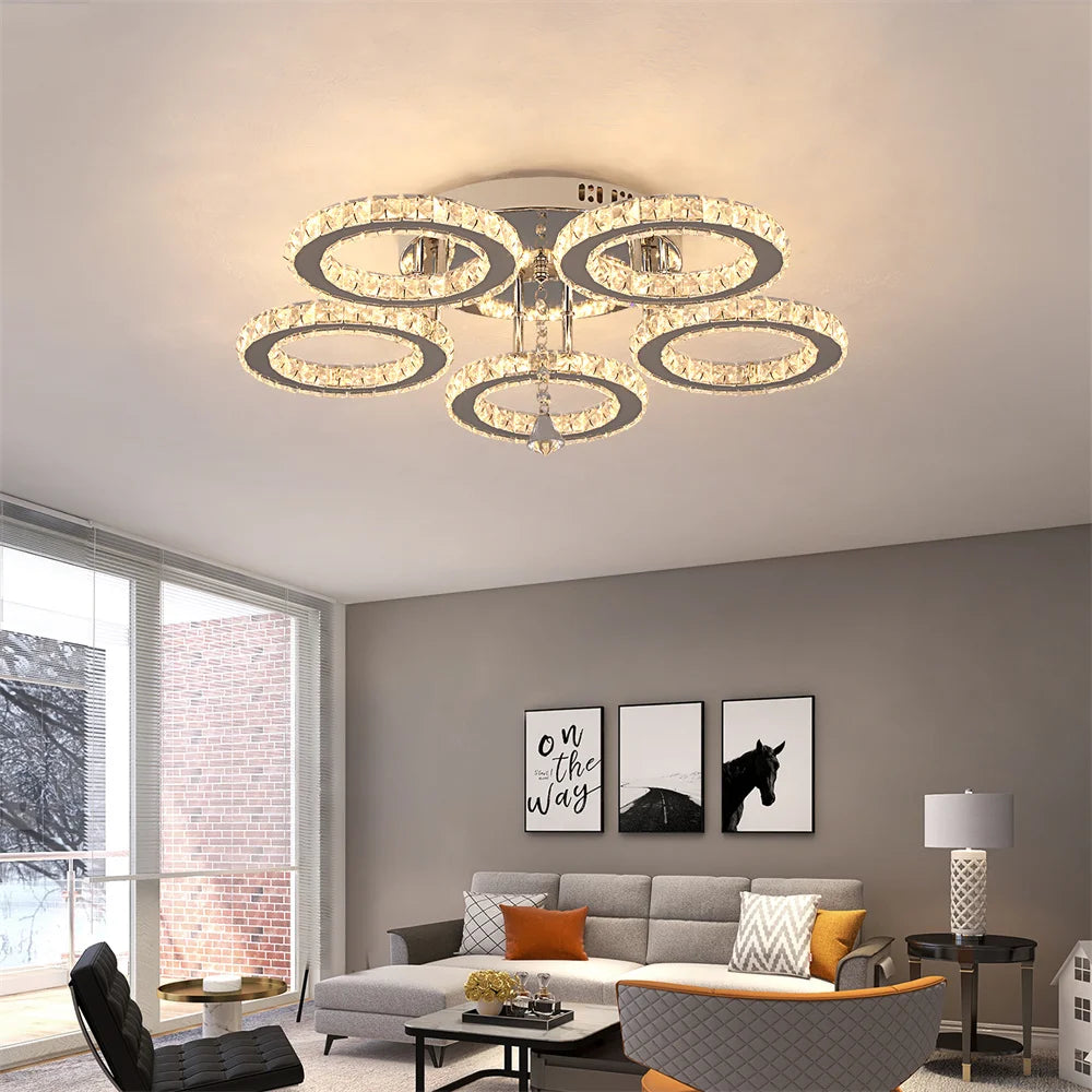 Modern Crystal Chandelier with Remote