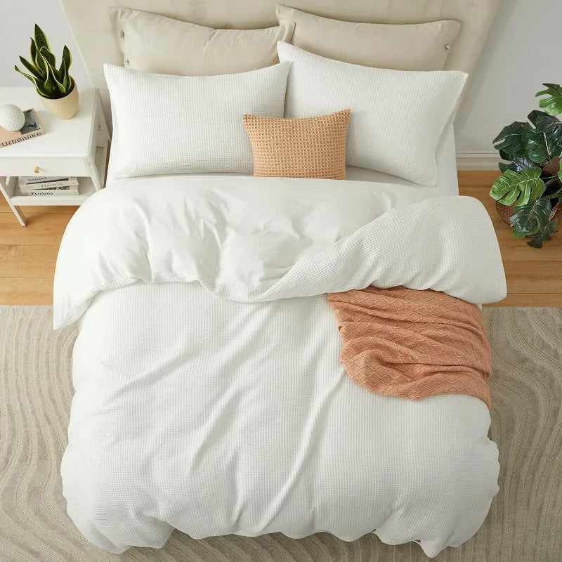 Waffle Weave Duvet Cover Set for All Season