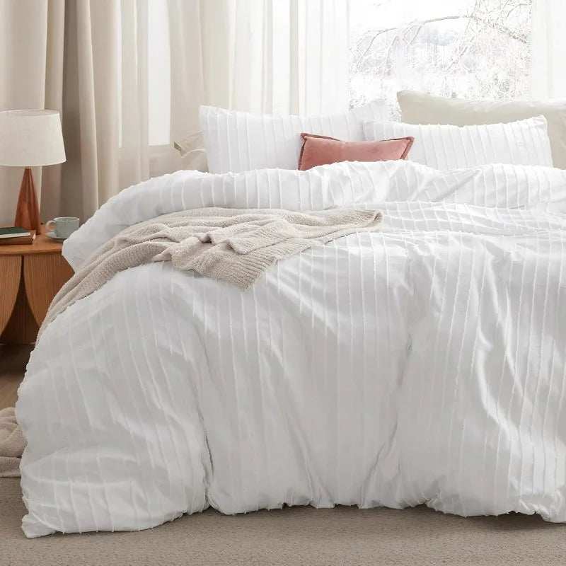 Grid Tufted Shabby Chic Duvet Cover Set, King and Queen sets only