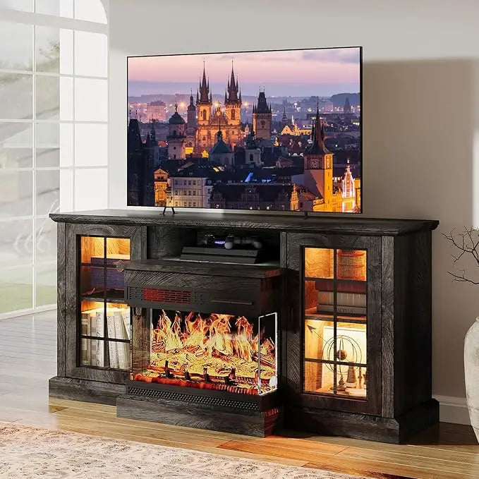 59'' Entertainment Console with Electric Fireplace, fits up to 65 in TV