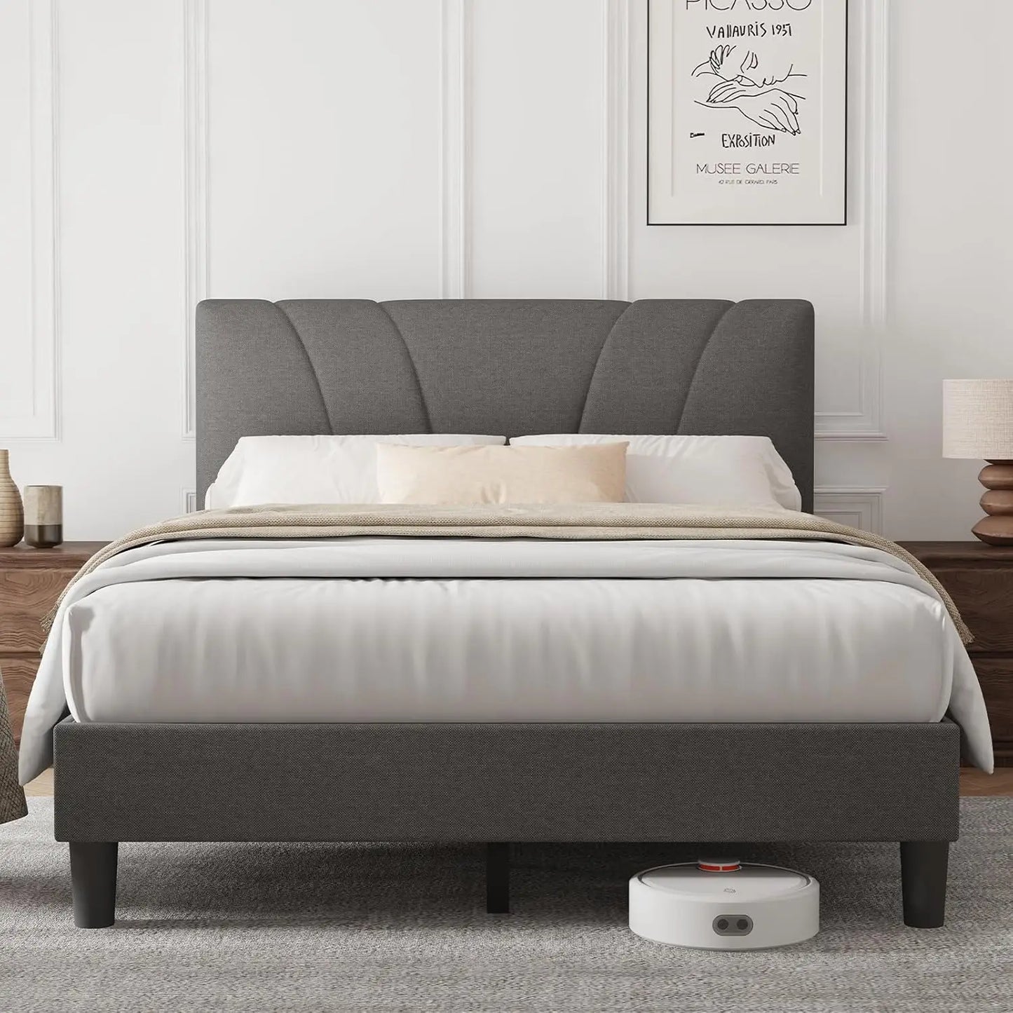Full Size Platform Bed Frame with Adjustable Headboard
