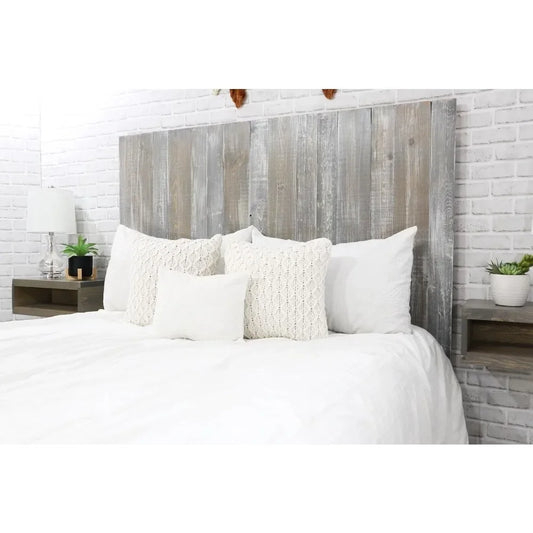 Gray Washed Wood Headboard, Farmhouse Design