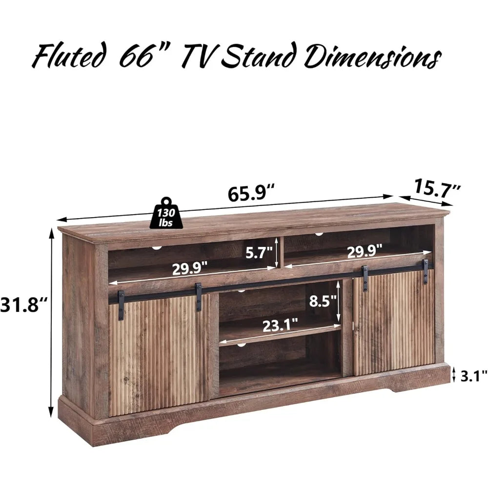 Fluted Waveform Panel designed Entertainment Center Fits up to 75 " TV