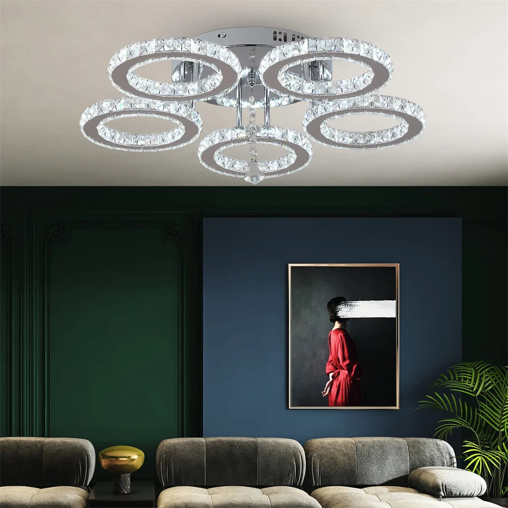 Modern Crystal Chandelier with Remote