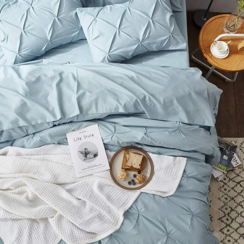 Light Blue Cal King Bed Set, 7 Pieces
