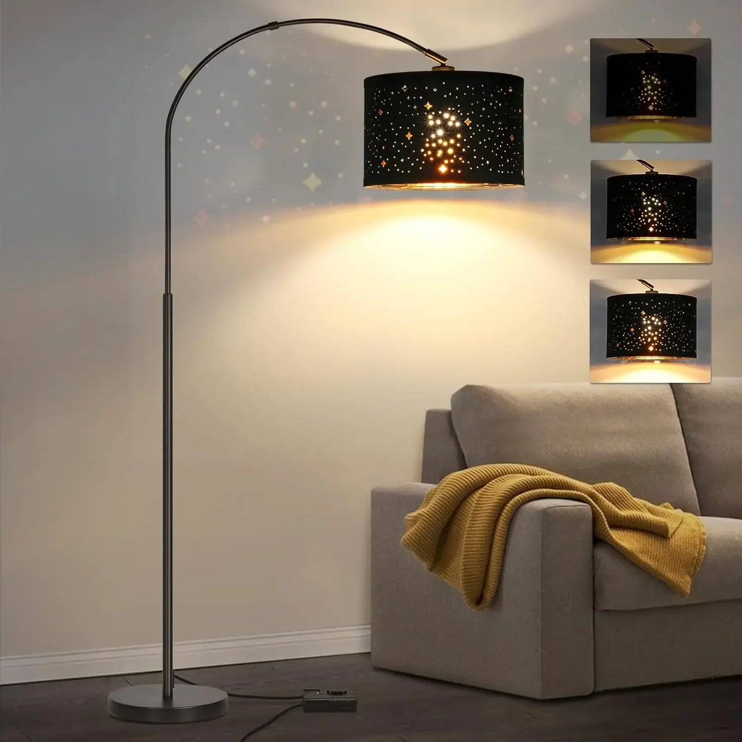 Black Arc Pole Lamp with Dimmer