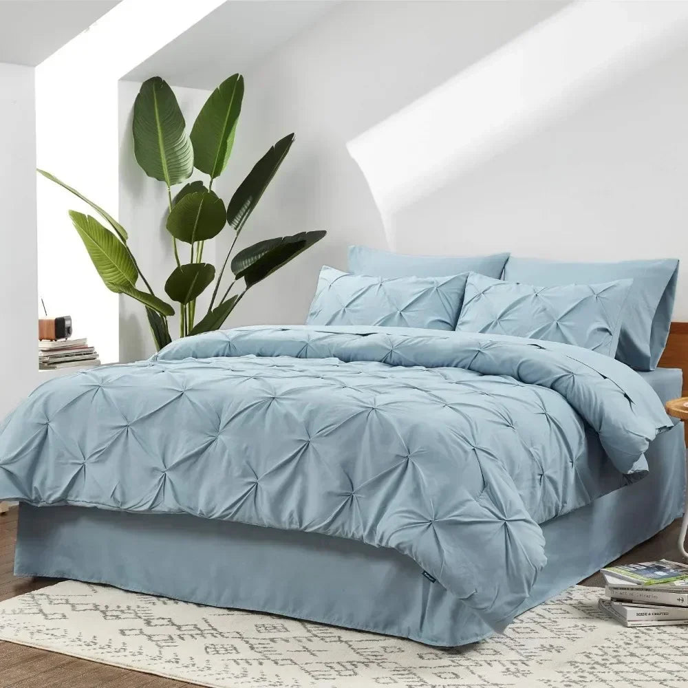 Light Blue Cal King Bed Set, 7 Pieces