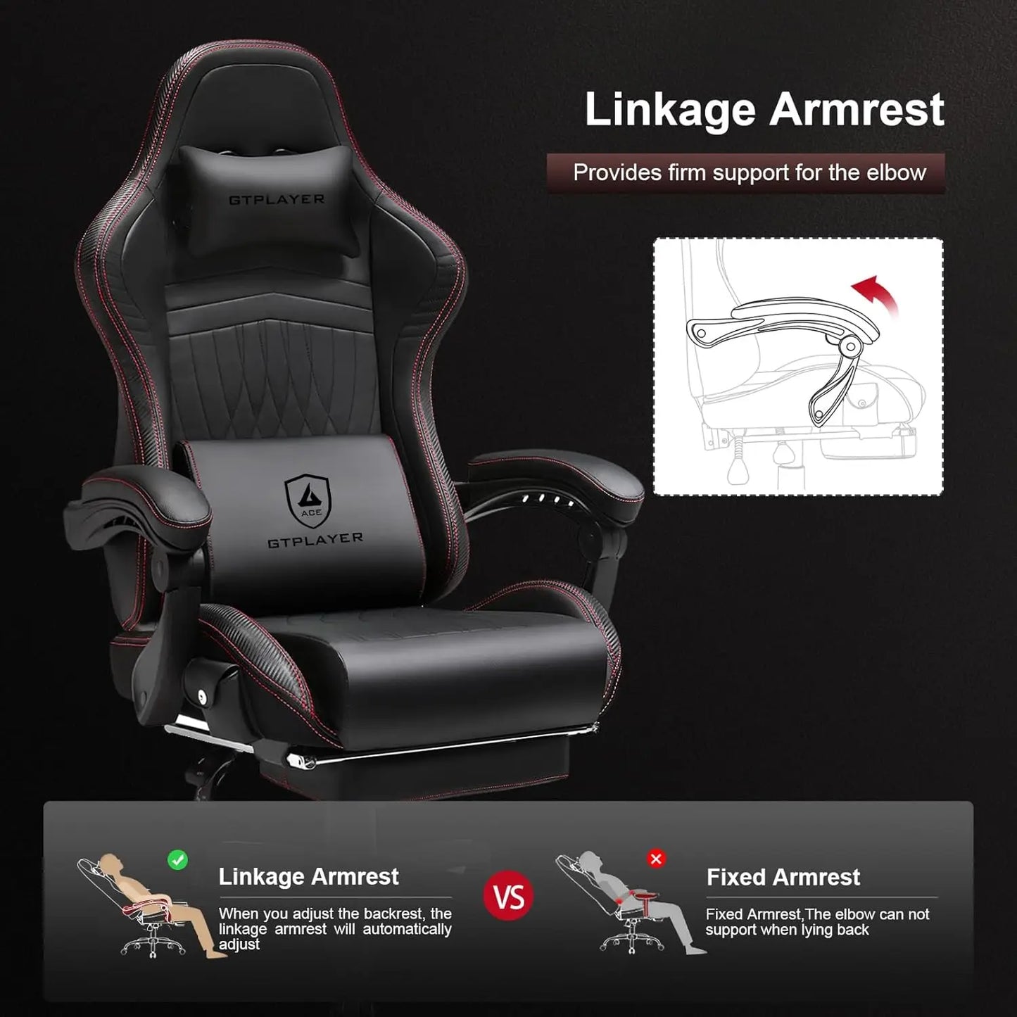 Reclining High Back Ergonomic Gaming or Computer Chair, with Footrest
