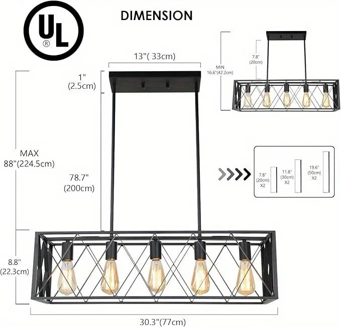 Black Linear Farmhouse Chandelier