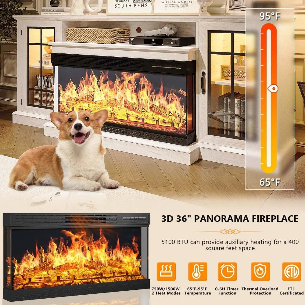 Rustic Media Entertainment Center with 36 Inch Fireplace