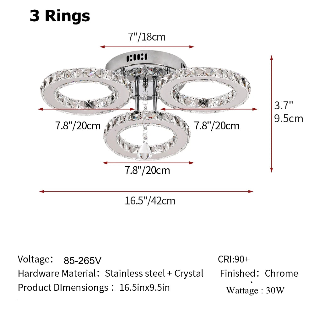 Modern Crystal Chandelier with Remote