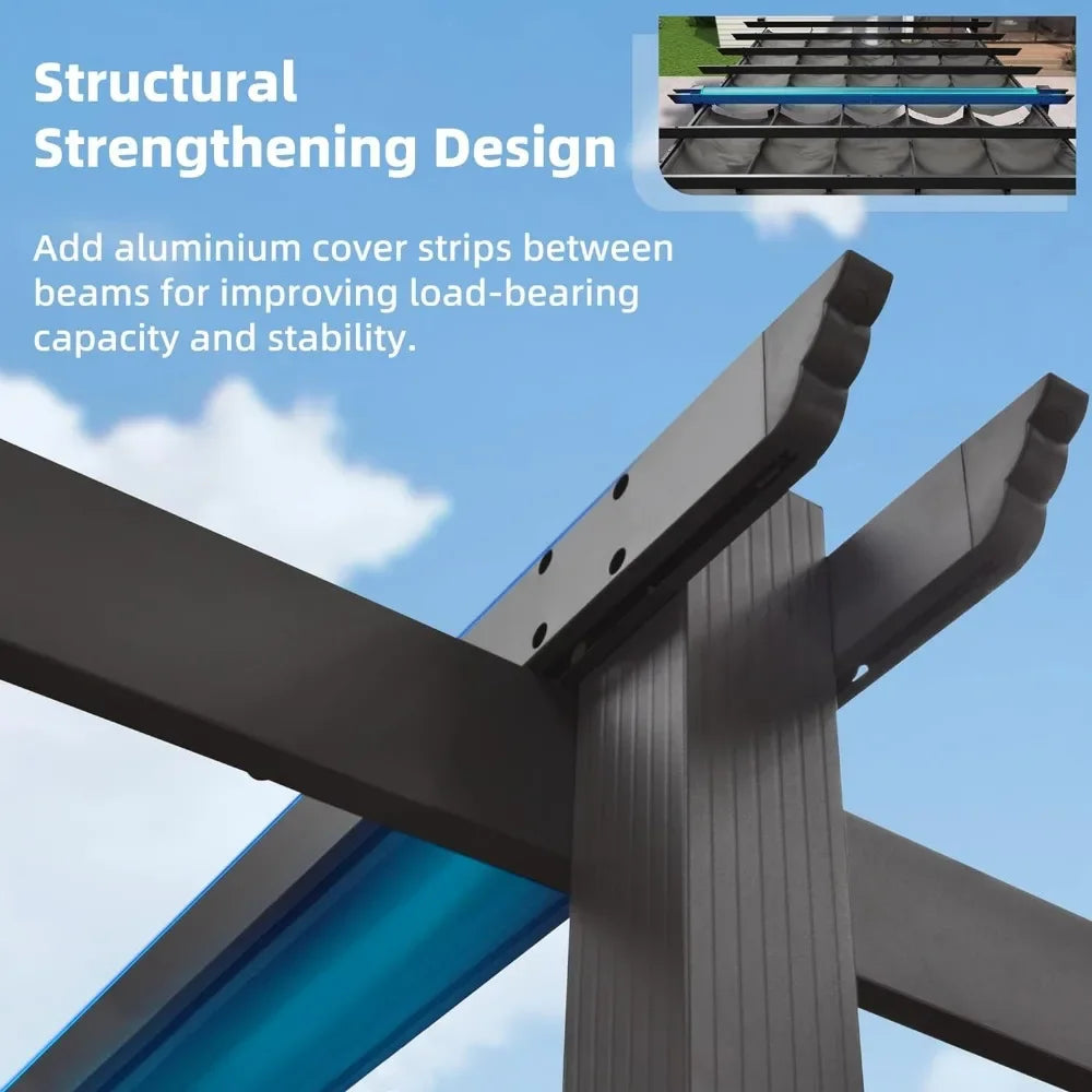 Outdoor Pergola with Retractable Canopy Aluminum Shelter