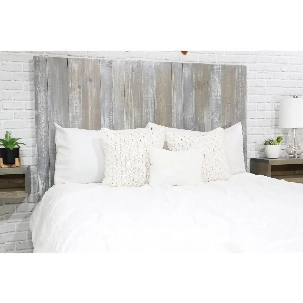Gray Washed Wood Headboard, Farmhouse Design