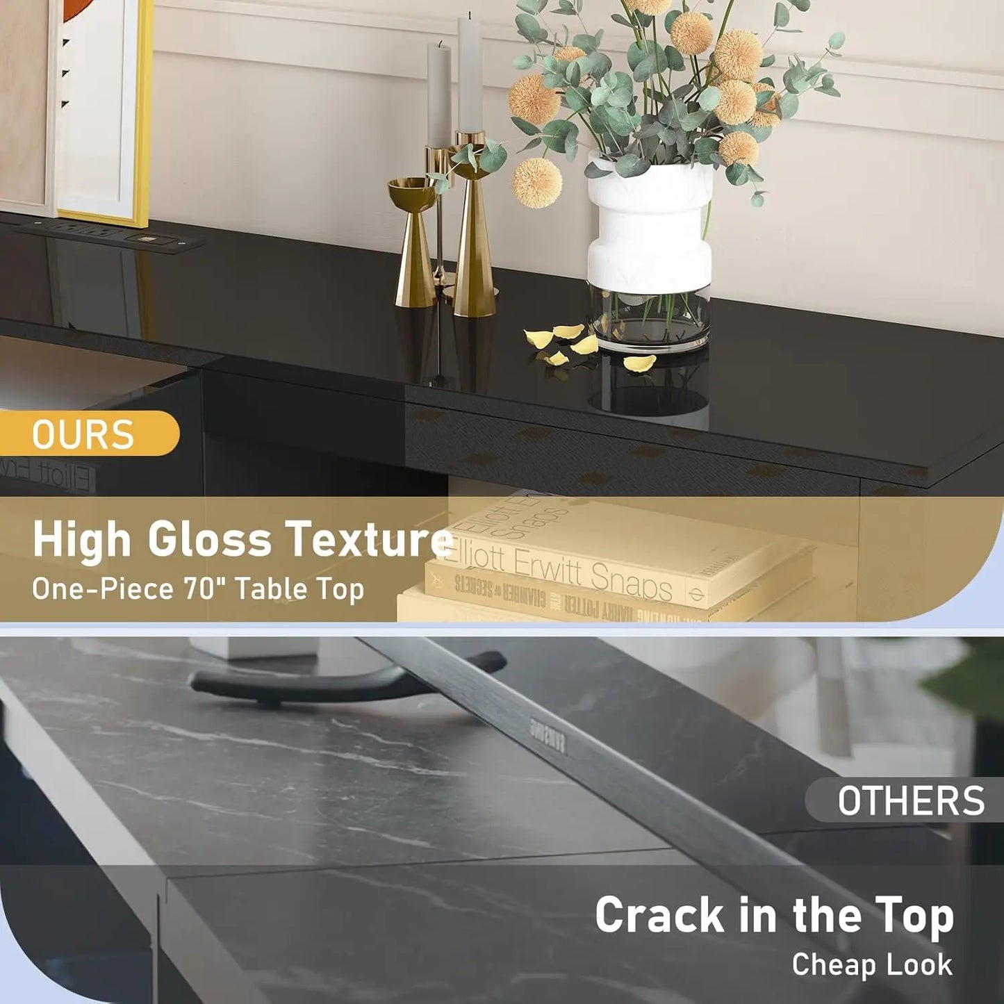 Modern 70 Inch Led Entertainment Center, Fits 80/75 Inch TV  Gaming