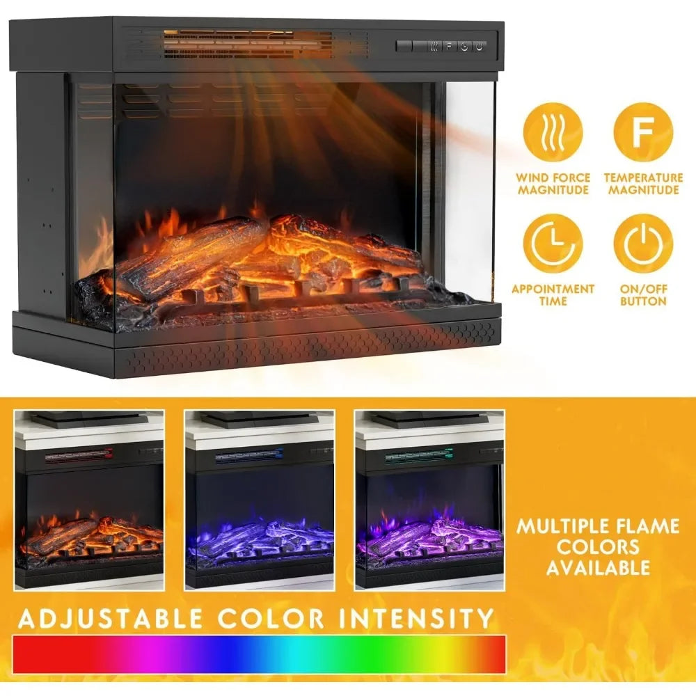 Beautiful and Timeless Designed Entertainment Console with Glass Fireplace