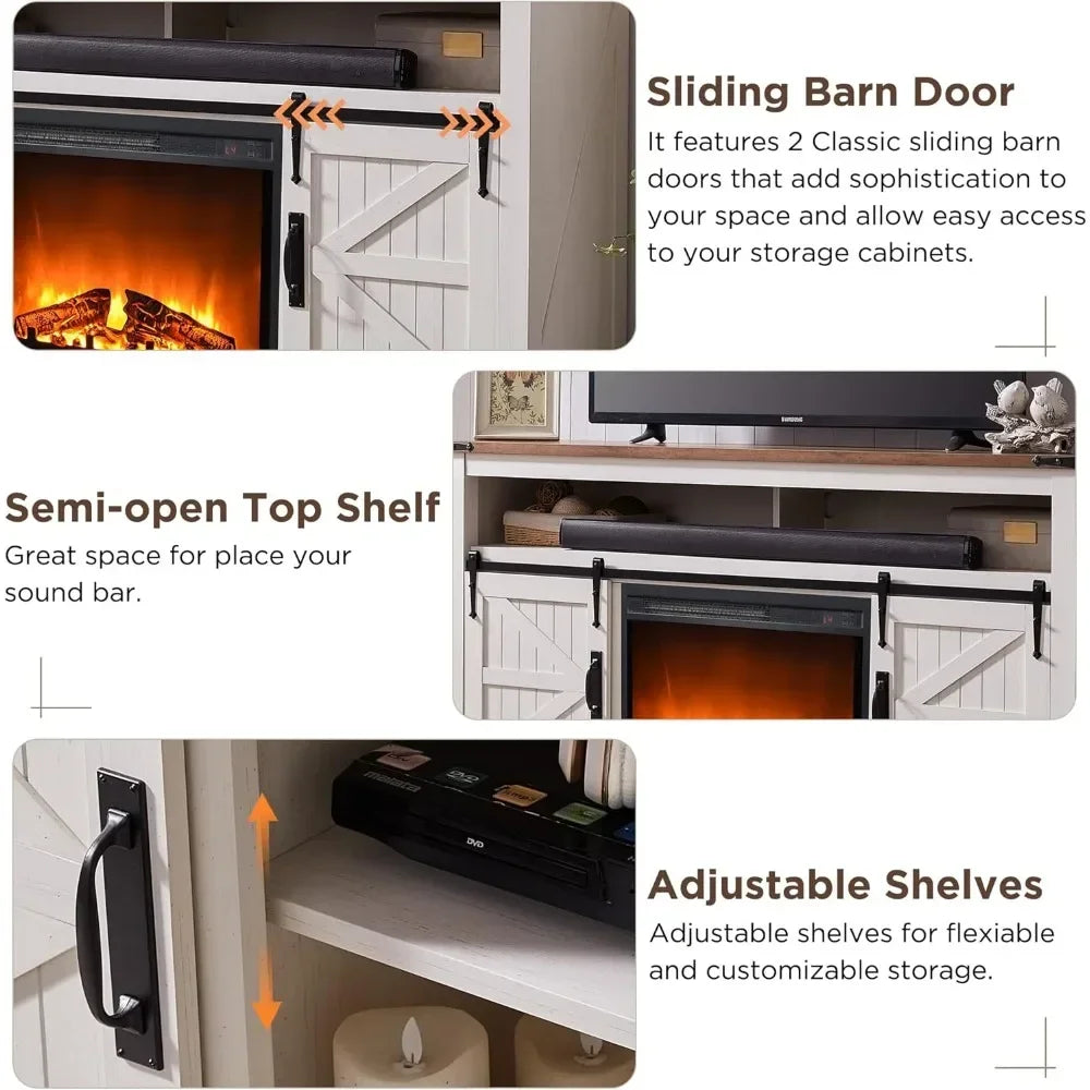 Rustic Farmhouse Media Console with 23" Electric Fireplace