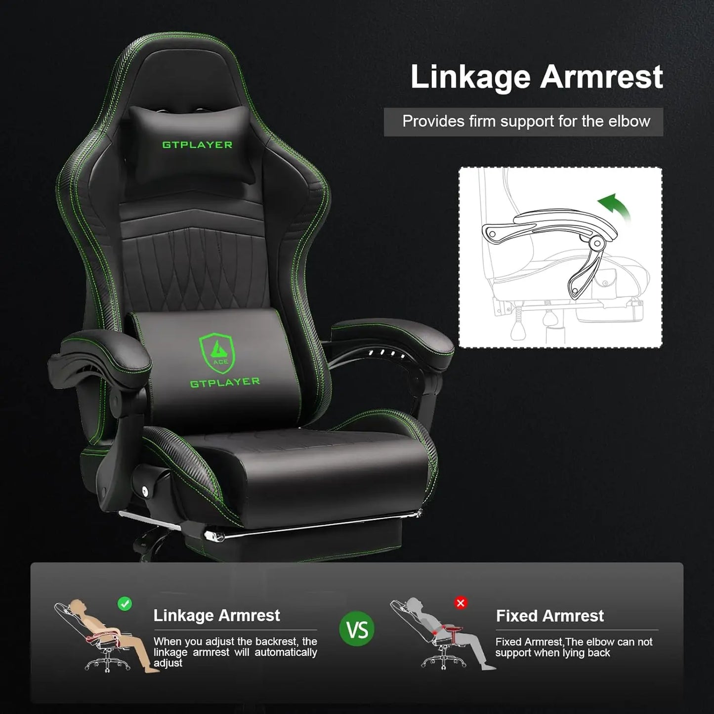 Reclining High Back Ergonomic Gaming or Computer Chair, with Footrest