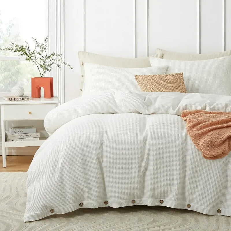 Waffle Weave Duvet Cover Set for All Season