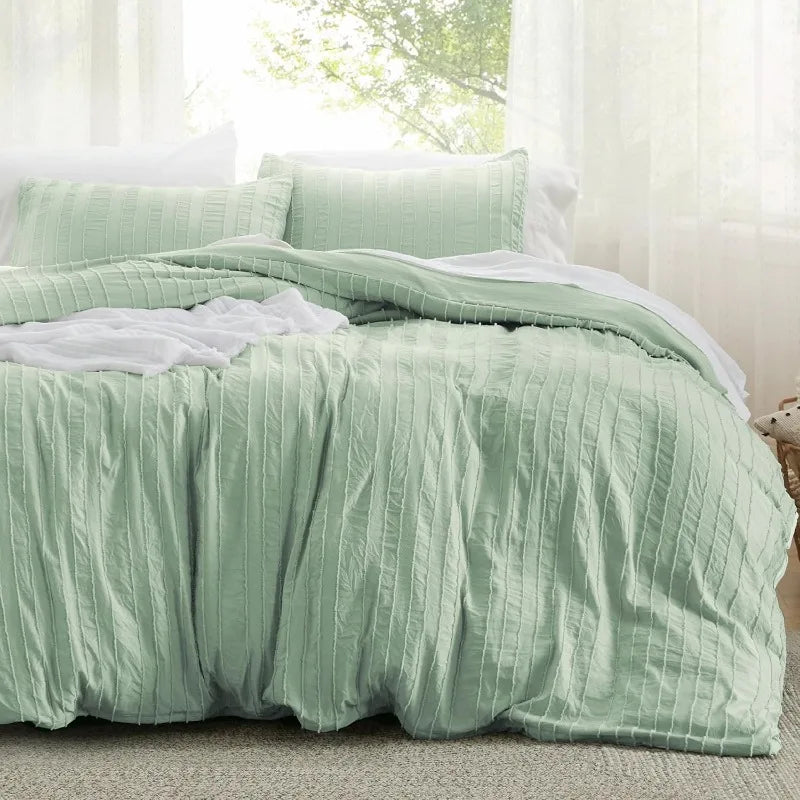 Grid Tufted Shabby Chic Duvet Cover Set, King and Queen sets only