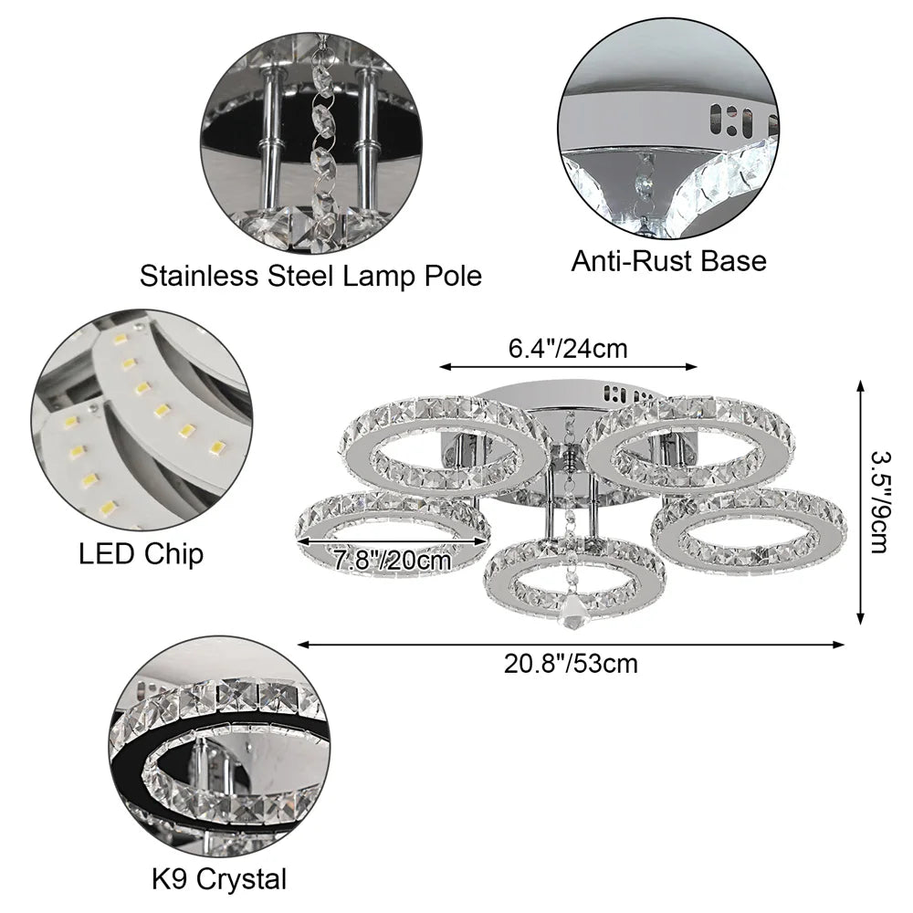 Modern Crystal Chandelier with Remote