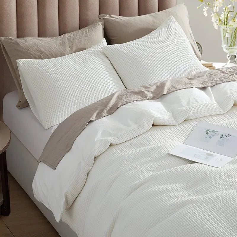 Waffle Weave Duvet Cover Set for All Season