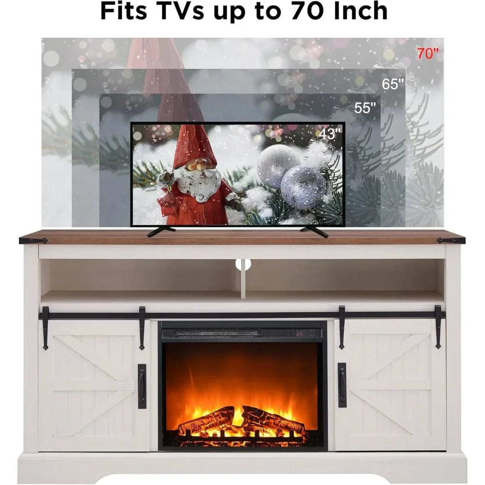 Rustic Farmhouse Media Console with 23" Electric Fireplace