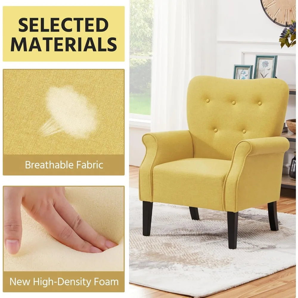 Modern Mid Century Accent Club Chair with Sturdy Wood Legs