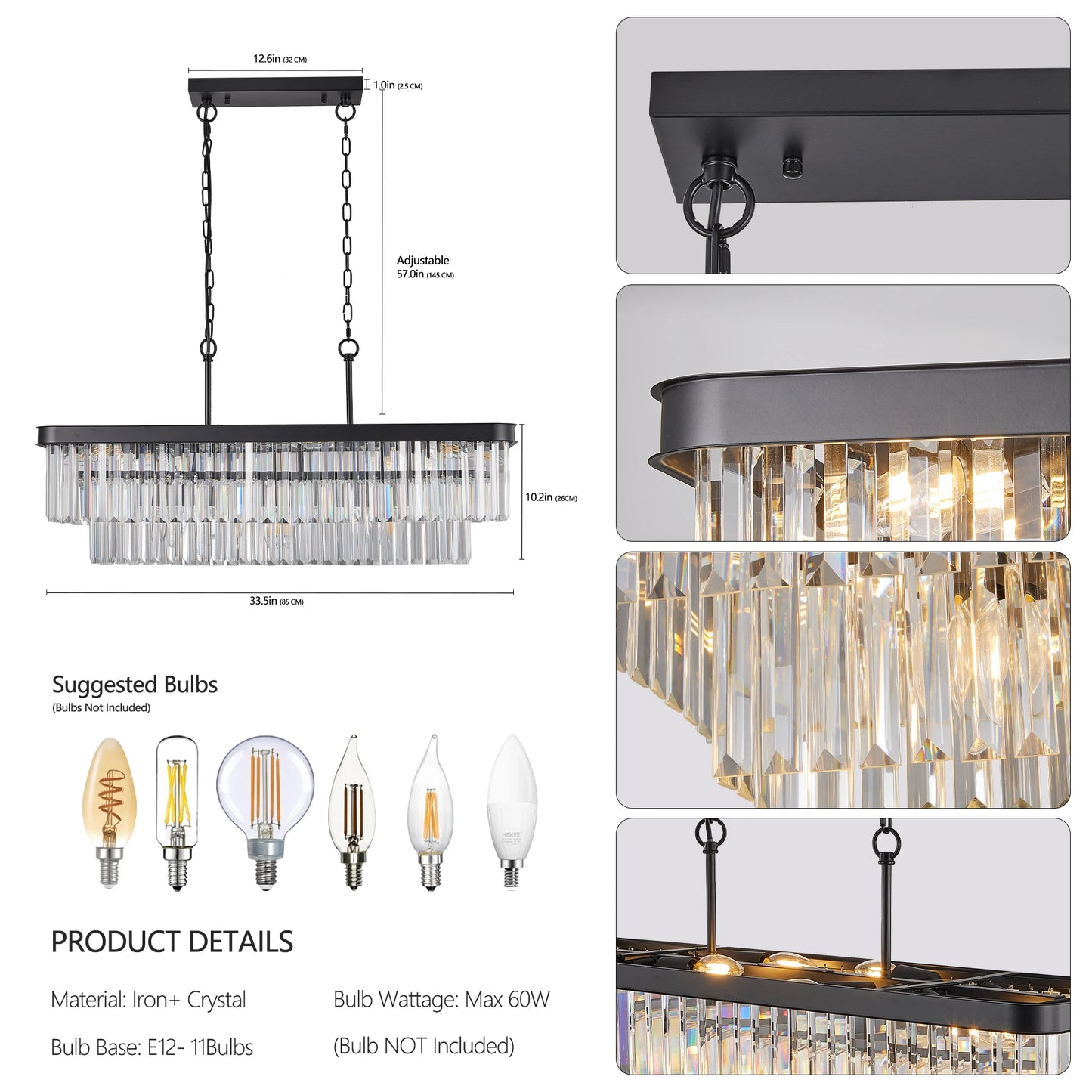 Modern Black Base Crystal Chandelier