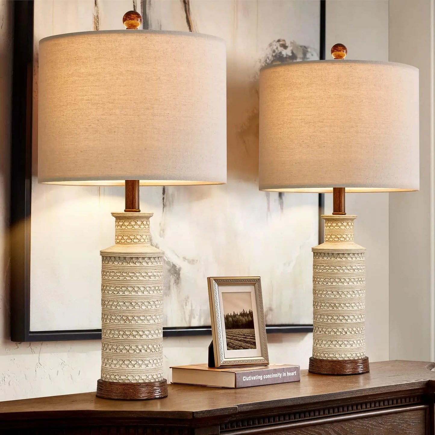 Farmhouse Table Lamp Set of 2