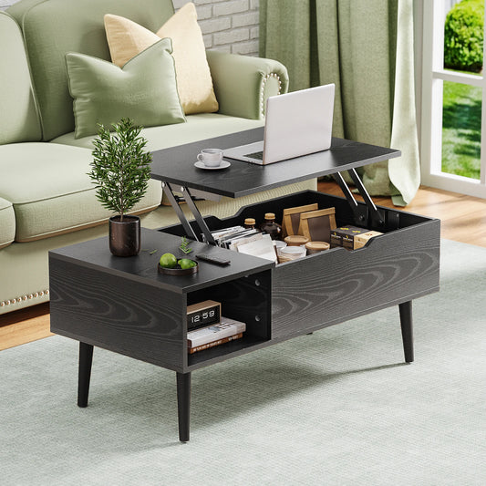 Lift Top Coffee Table with Hidden Storage Compartment and Adjustable Storage Shelf