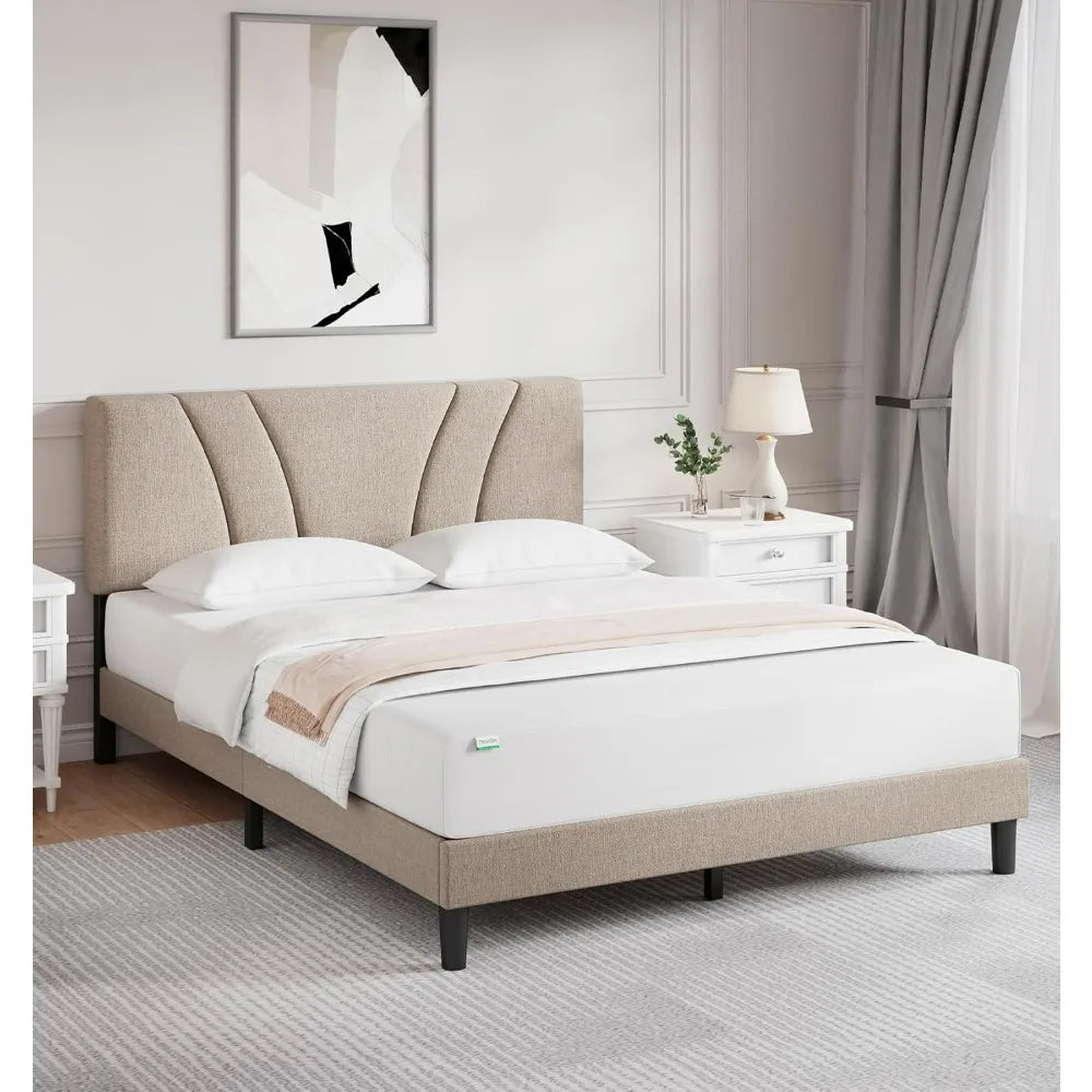 Full Size Platform Bed Frame with Adjustable Headboard