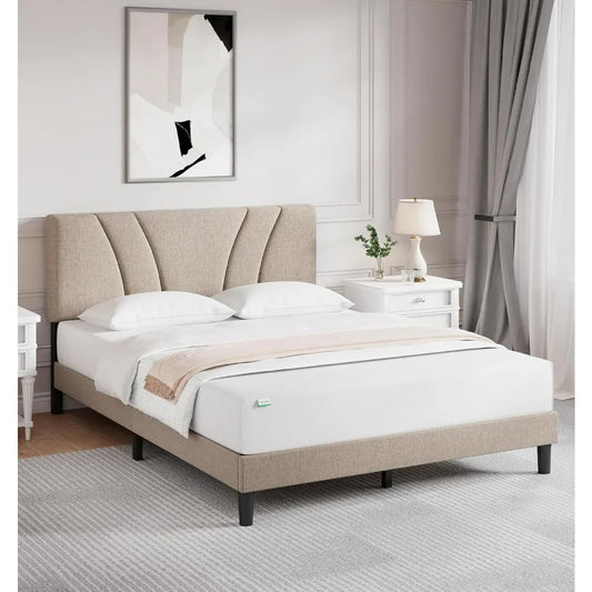 Full Size Platform Bed Frame with Adjustable Headboard