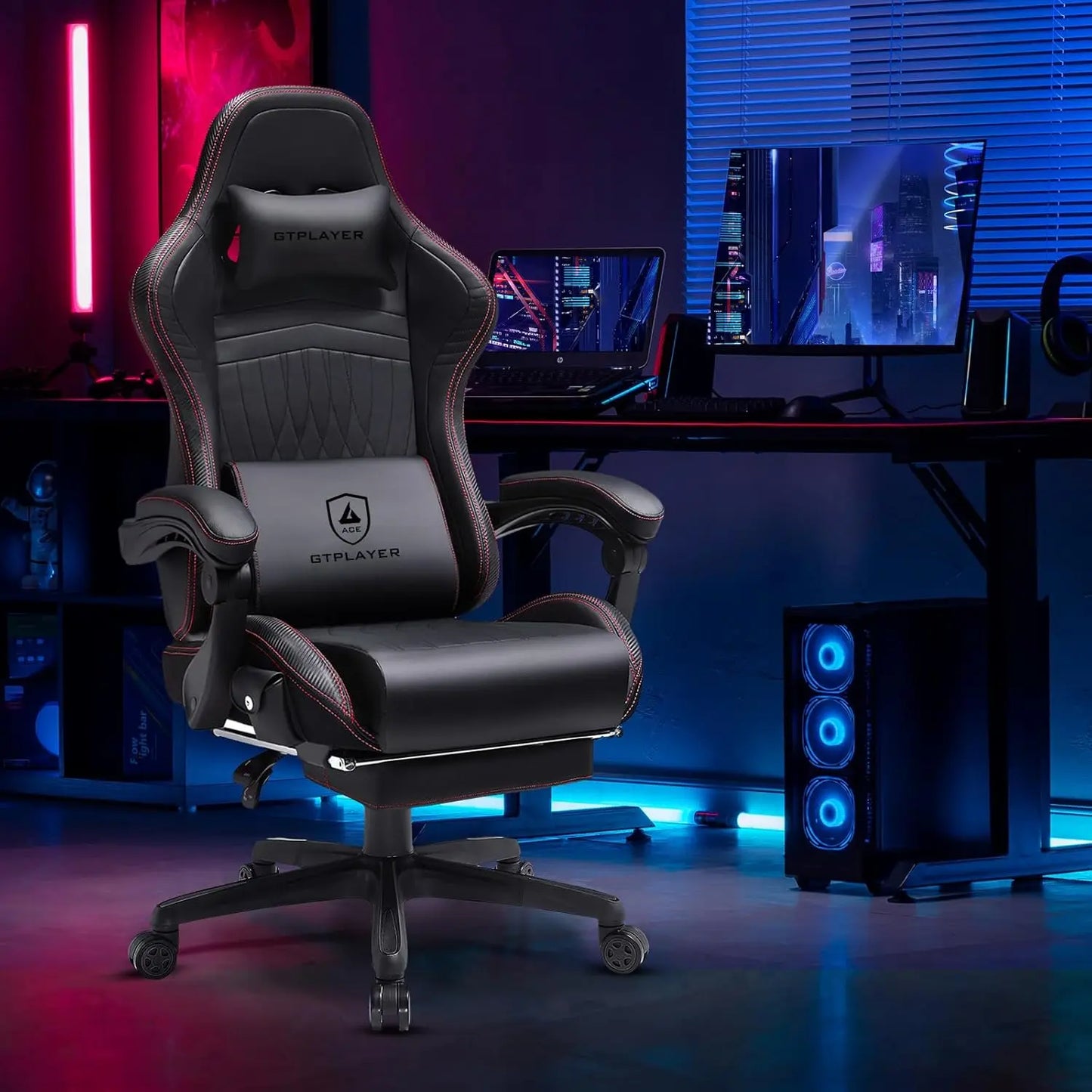 Reclining High Back Ergonomic Gaming or Computer Chair, with Footrest