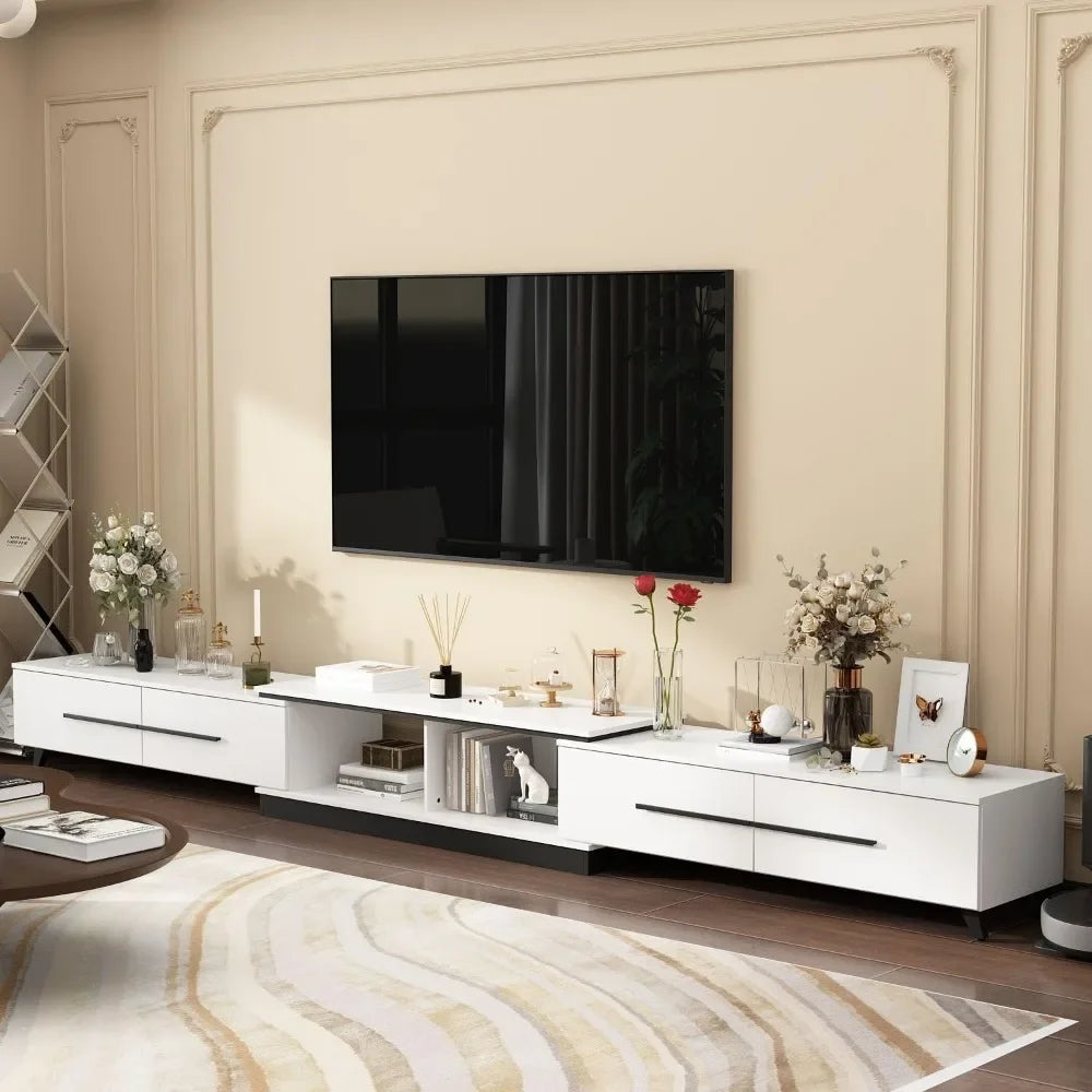 Modern and Sleek Adjustable Length Entertainment Center with Plenty of Storage