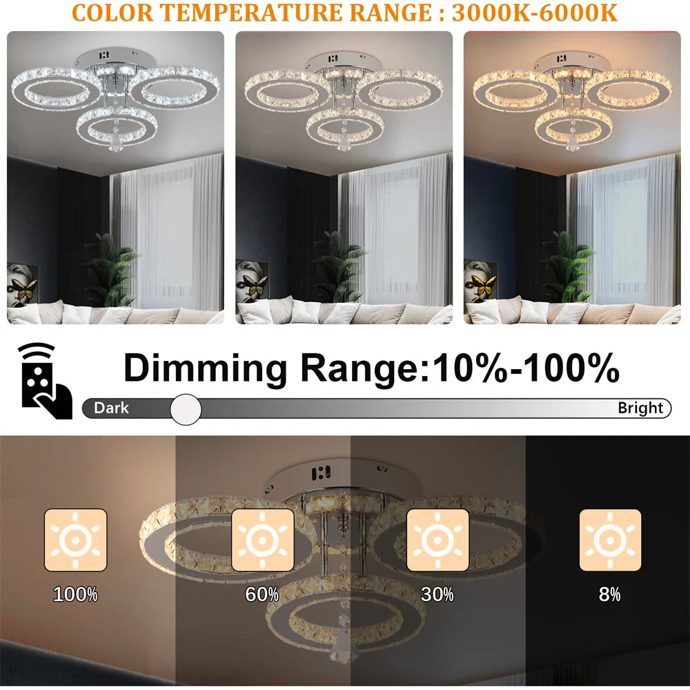 Modern Crystal Chandelier with Remote