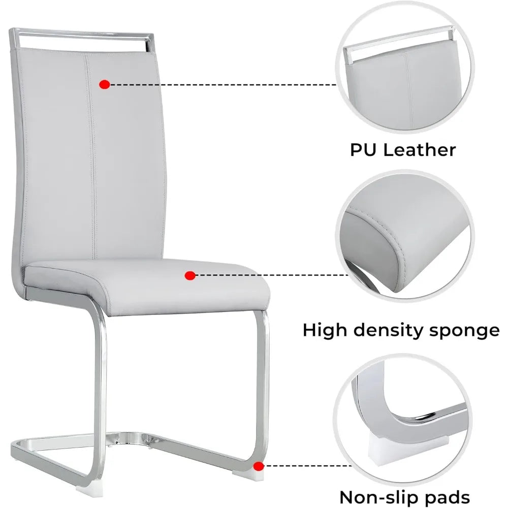 63" Modern Luxury Marble Look Dining Table with 6 Upholstered Chairs, Choice of Grey or Black