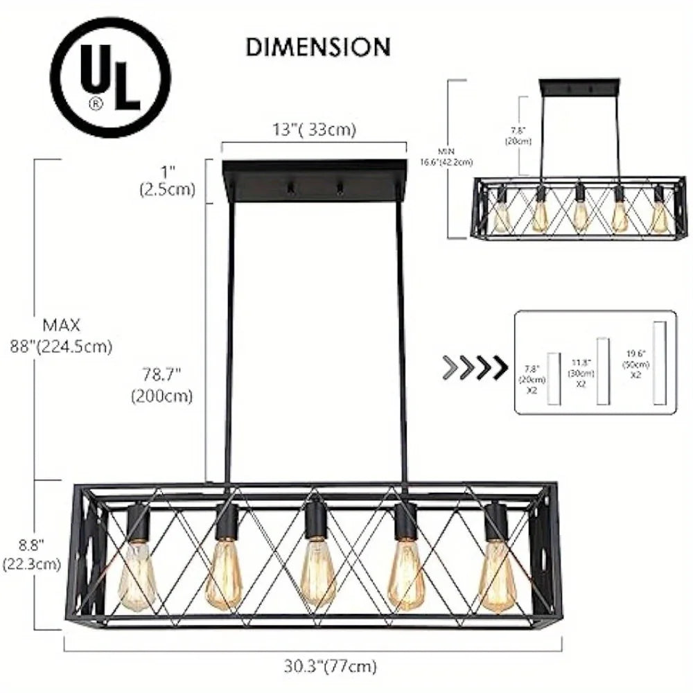 Black Linear Farmhouse Chandelier
