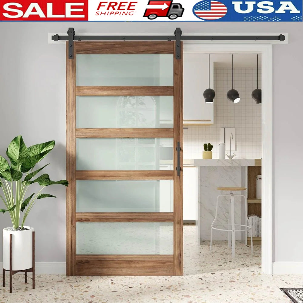 7 Foot Frosted Glass Barn Door