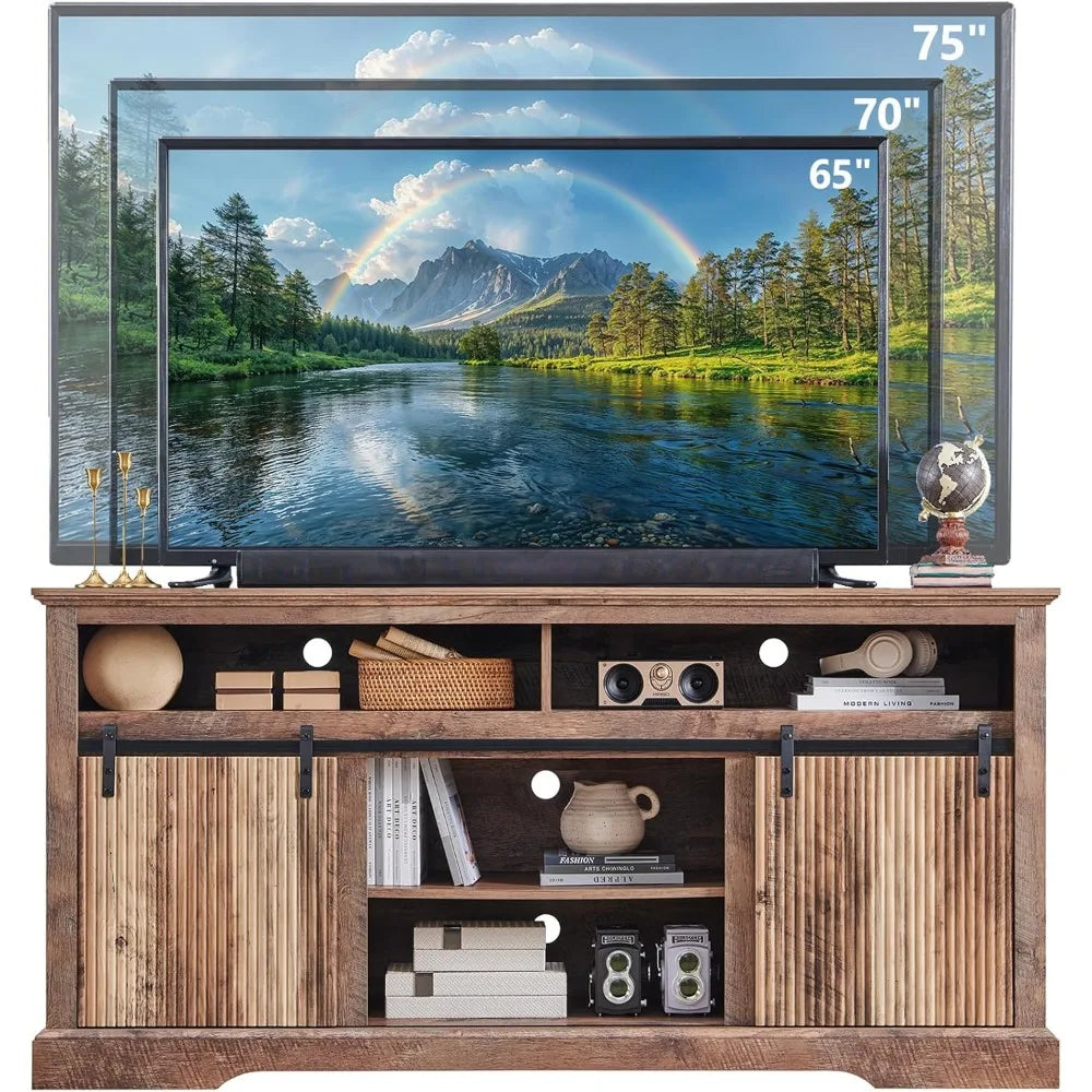 Fluted Waveform Panel designed Entertainment Center Fits up to 75 " TV