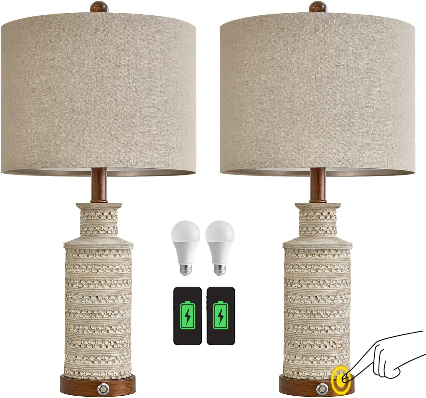 Farmhouse Table Lamp Set of 2