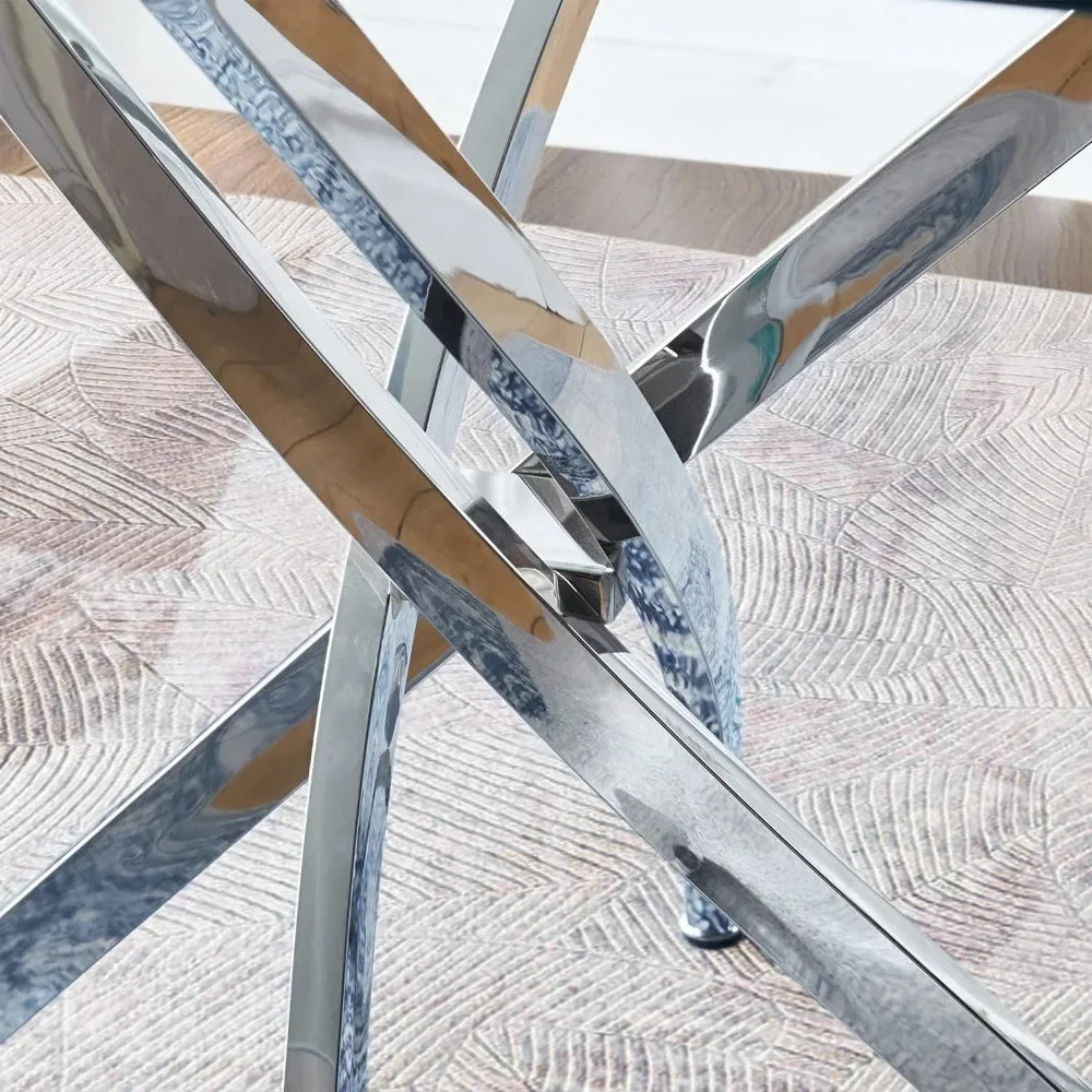 Minimalist Modern Glass Square or Round Dining Tables  with Tempered Glass