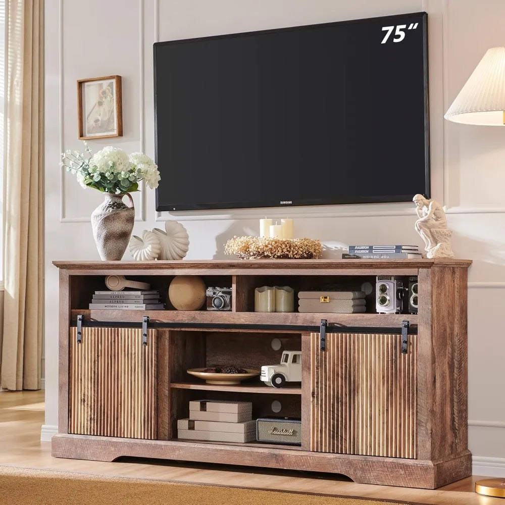 Fluted Waveform Panel designed Entertainment Center Fits up to 75 " TV