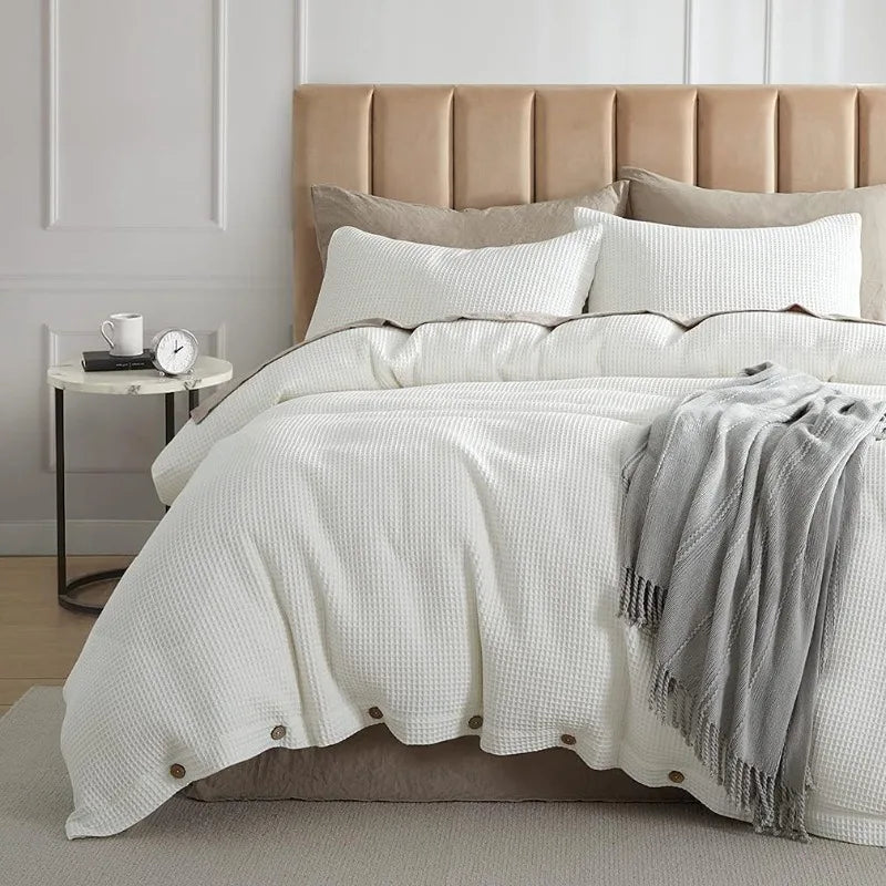 Waffle Weave Duvet Cover Set for All Season