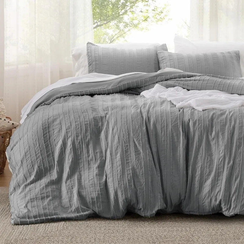 Grid Tufted Shabby Chic Duvet Cover Set, King and Queen sets only